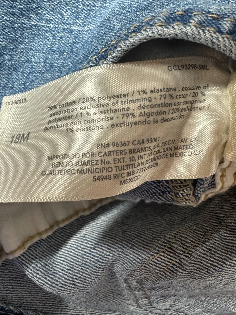 Oshkosh B’Gosh Baby Girl Denim Blue Jean Floral Trim Overalls Size 18 Months